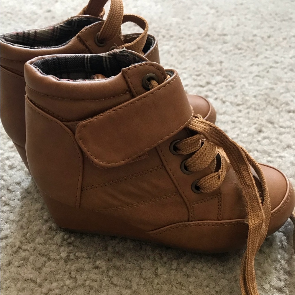 Girls Wedge Sneakers Camel High Heel